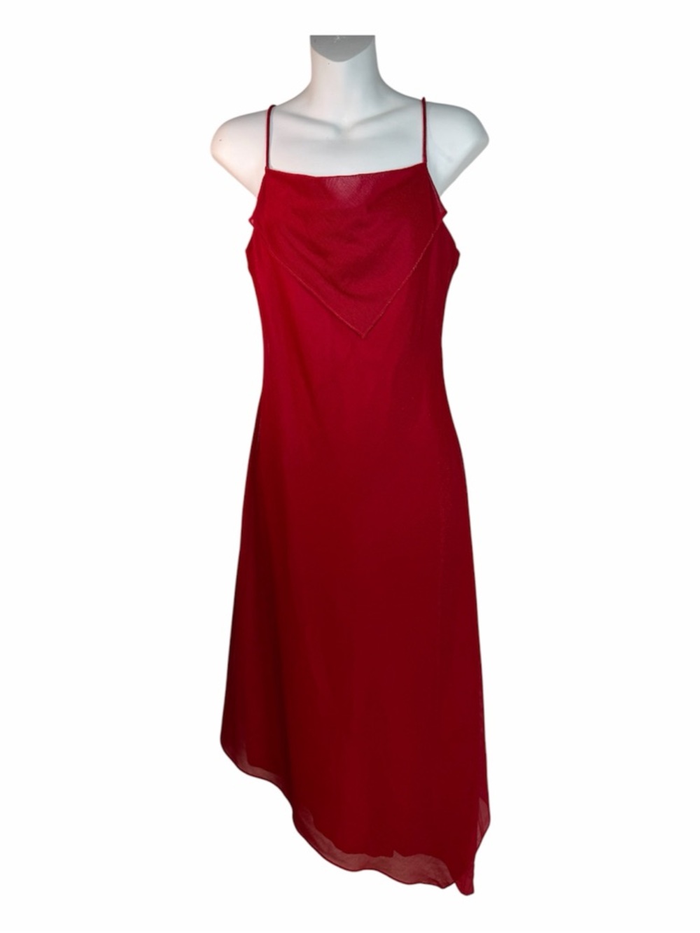 Red Slip Dress Metallic 90s Fairy Dainty Asymmetrical 10 Night Way Vintage Y2K